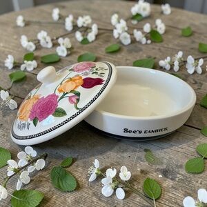 See’s Candies Floral Candy Dish Ceramic Collectible Spring Mother’s Day NIB